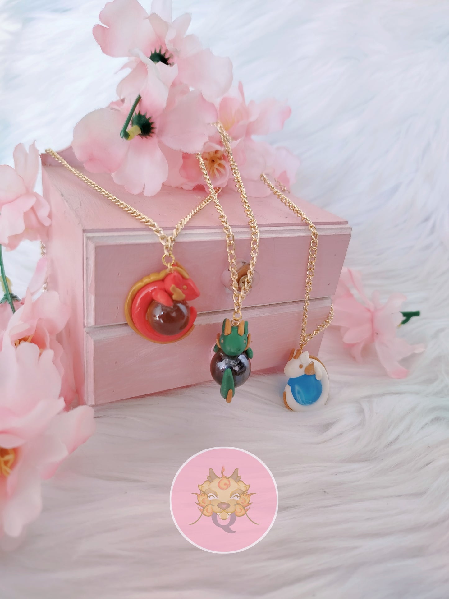 Fireball & waterball dragon necklaces