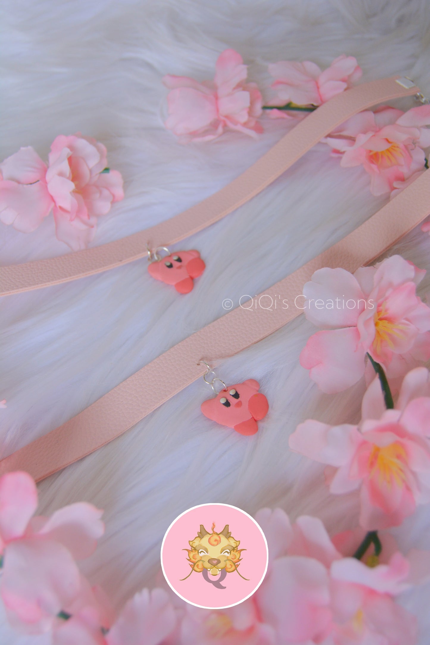 Puffball pleather choker