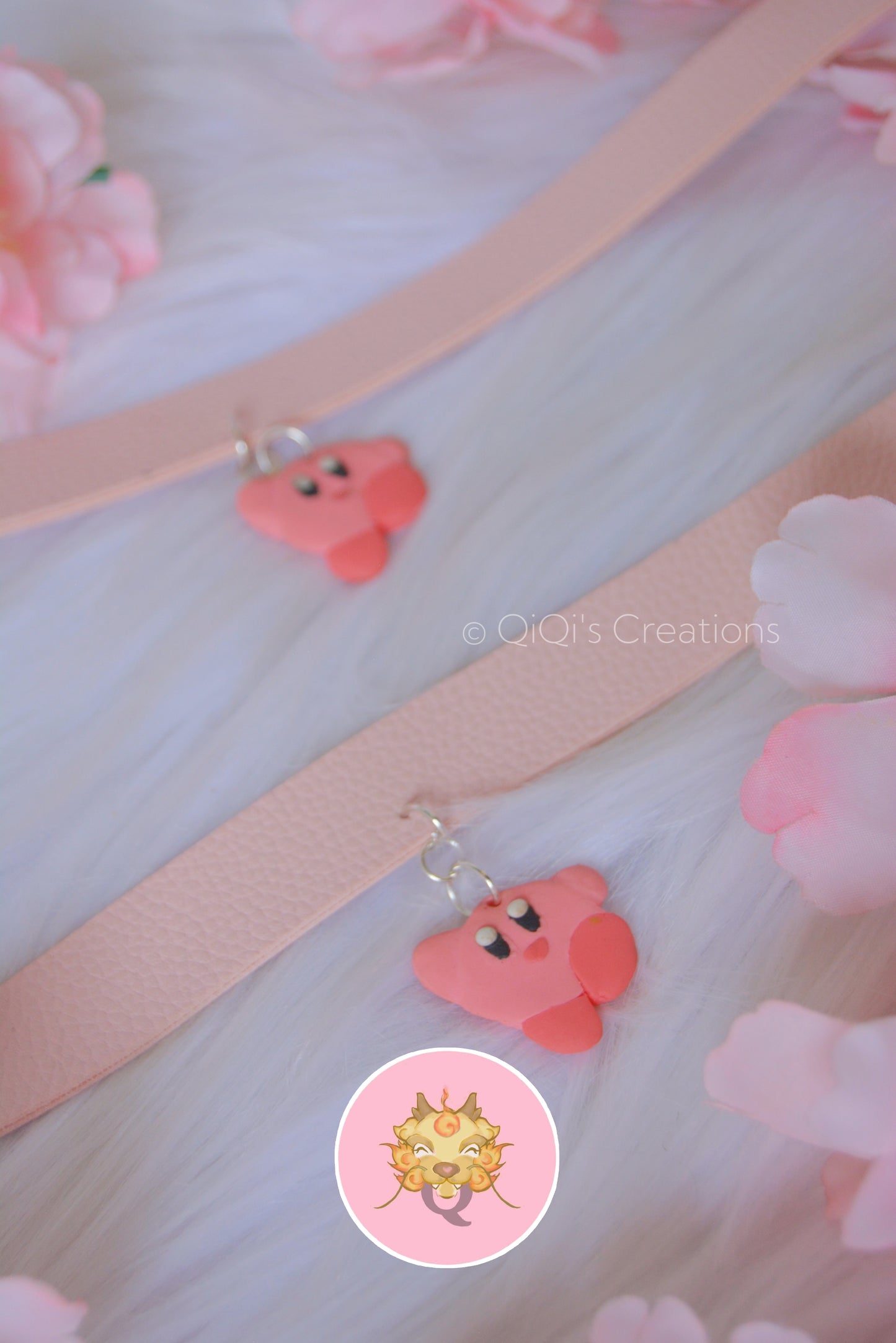 Puffball pleather choker