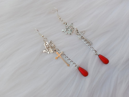 Vampire girl blood drop earrings