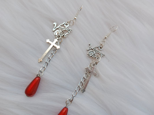 Vampire girl blood drop earrings